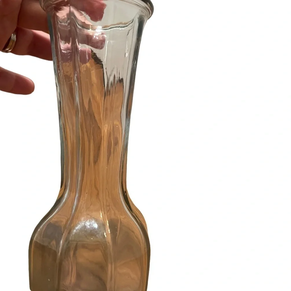 Vintage Clear Glass Octagonal Bud Flower Vase
